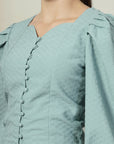 Green Solid Full Sleeve Top