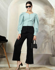 Green Solid Full Sleeve Top