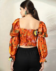 Orange Printed Crop Top
