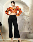 Orange Printed Crop Top