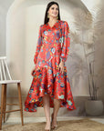 Floral Print Puff Sleeve Maxi Dress