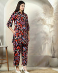 Green Printed Pure Cotton Shirt With Trousers Co-Ords