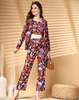 Multi Printed Pure Cotton Top With Blazer & Trousers Co Ord