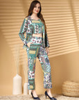 Women Printed Pure Cotton Top With Trouser & Blazer Co Ords