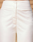 Cream Solid Regular Trousers Women Loose Fit Trousers