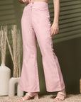 Pink Solid Regular Trousers Women Loose Fit Trousers