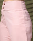 Pink Solid Regular Trousers Women Loose Fit Trousers