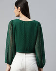 CINK Green Buttoned Top Style Crop Top