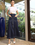 A-Line Mid Rise Maxi Skirts blue - CINK