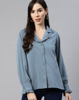 CINK Women Blue Regular Fit Casual Buttoned Top