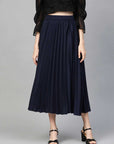 CINK Navy Blue Accordion Pleated A-Line Skirt