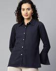 Solid Opaque Casual Buttoned Top