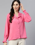 CINK Women Pink Regular Fit Casual Buttoned Top