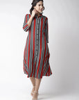 CINK Women Red White Striped Shirt Dress