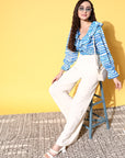 Women Horizontal Stripes Printed Casual Buttoned Top