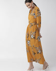 CINK Women Mustard Yellow Floral Printed Maxi Dress