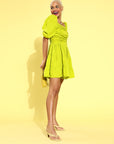 Women Gorgeous Lime Green Solid Sweetheart Neck Dress