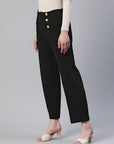 Women Cropped Trousers With Button Detail