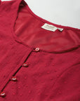 Red Buttoned Top Style Crop Top