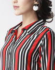 CINK Women Red White Striped Shirt Dress