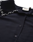 Navy Blue Buttoned Top Style Top