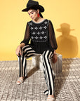 Black Geometric Indie Gal Top