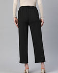 Women Cropped Trousers With Button Detail