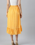 CINK Women Yellow Solid A-Line Midi Skirt