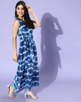 Women Blue Floral Tie and Dye Dress