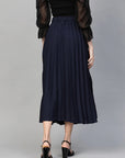 CINK Navy Blue Accordion Pleated A-Line Skirt