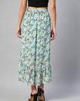 CINK Sea Green Floral Printed Midi A-Line Skirt
