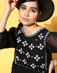 Black Geometric Indie Gal Top