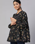 Floral Print Georgette Longline Top