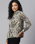 Women Animal Printed Casual Buttoned Top
