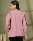 Pink Solid Regular Cotton top