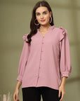 Pink Solid Regular Cotton top