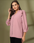 Pink Solid Regular Cotton top