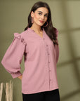 Pink Solid Regular Cotton top