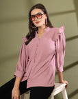 Pink Solid Regular Cotton top