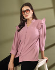Pink Solid Regular Cotton top