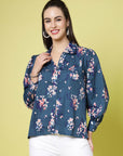 Floral Printed Regular Fit Casual Buttoned Top