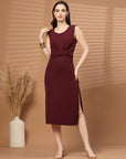 Women Sheath Midi Sleeveless Dress