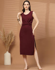 Women Sheath Midi Sleeveless Dress