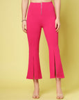 Women Pink Solid Bootcut Trousers