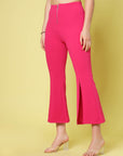 Women Pink Solid Bootcut Trousers