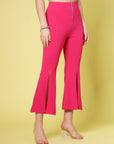Women Pink Solid Bootcut Trousers