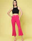 Women Pink Solid Bootcut Trousers