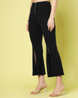 Women Black Solid Bootcut Trousers