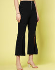 Women Black Solid Bootcut Trousers