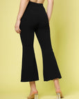 Women Black Solid Bootcut Trousers